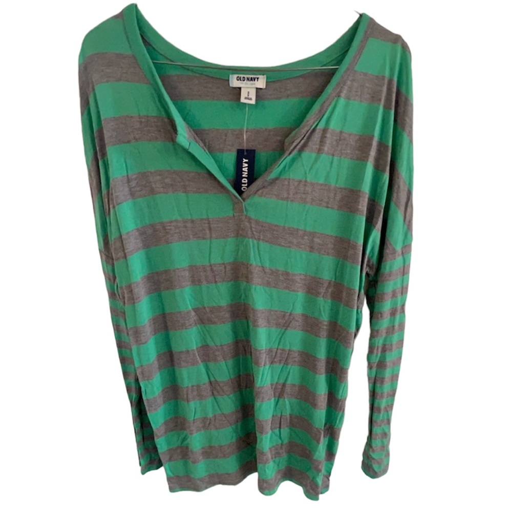 Old Navy NWT Striped Green & Gray Top